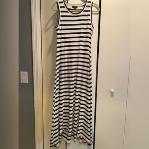 J Crew navy and white striped maxi dress